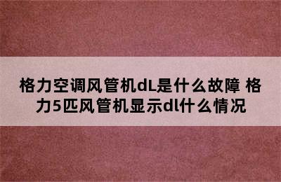 格力空调风管机dL是什么故障 格力5匹风管机显示dl什么情况